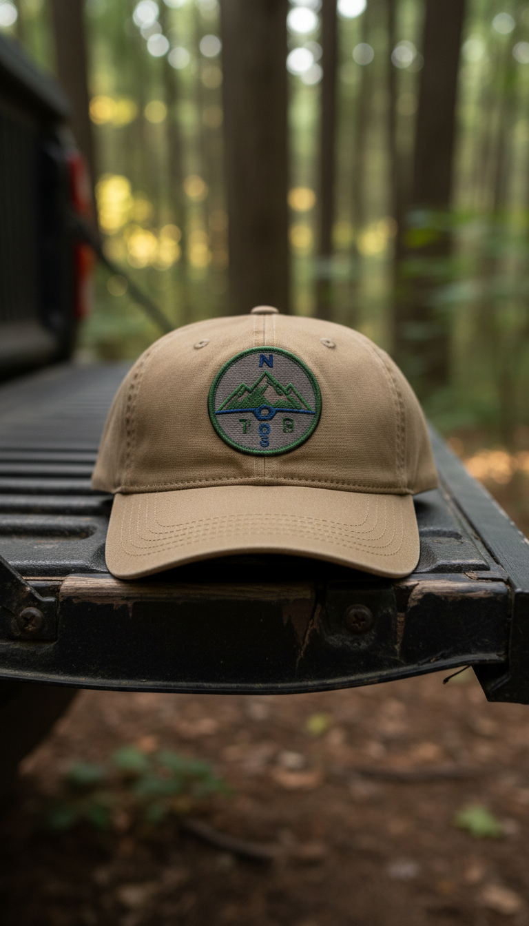 Tan Overland Cap with Embroidered Badge