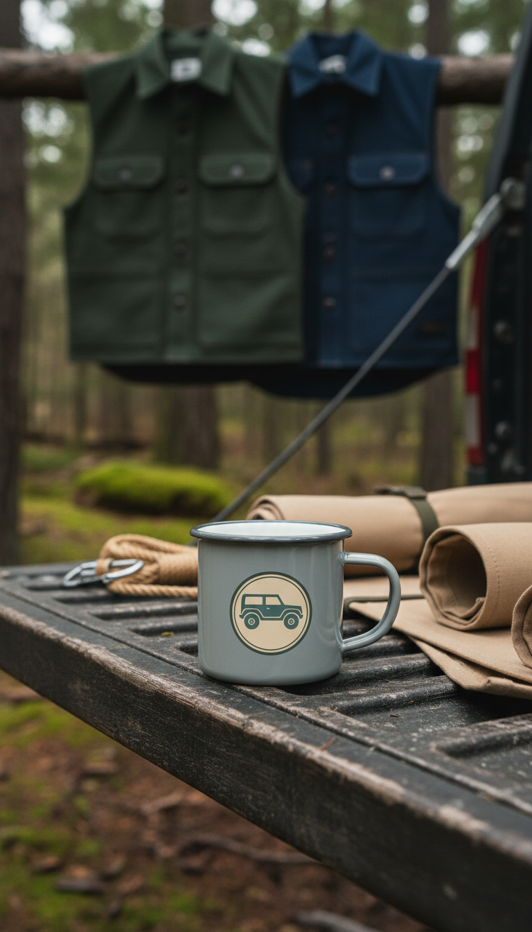 Heritage Gray Enamel Camping Mug with Logo